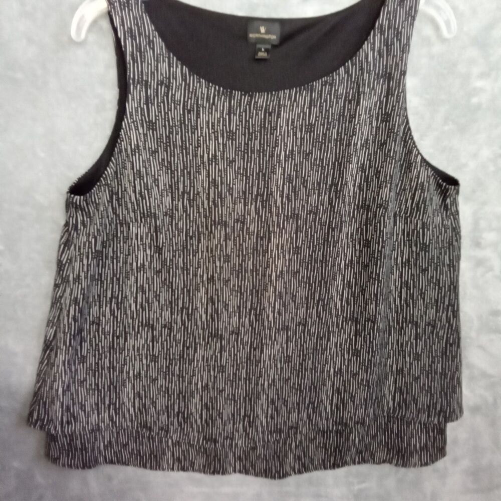 Worthington Women Large‎ Sleeveless Blouse Black And White Lined - Picture 2 of 7
